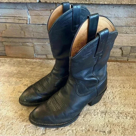Ariat Men’s Vintage Black Leather Cowboy Boots Embroidered Western 34601: 9D main image 11